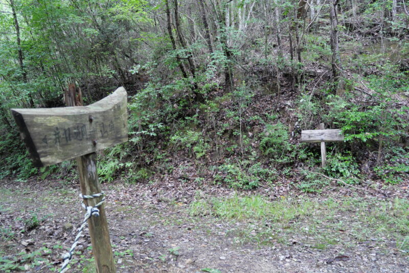 林道出合（左手の登山道西口へ進む）